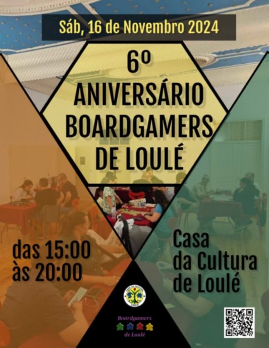 cartaz 6 aniversário BoardGamers Loulé